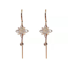 Stylish Flower Earrings Women's Tassel Imitation Crystal