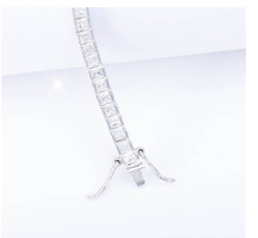 Sterling Silver Bracelet With Square Diamonds And Electroplated Real Gold - FASHIONKULTUR