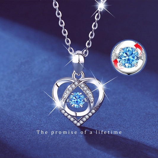 S925 Beating Heart-shaped Necklace Women Luxury Love Rhinestones Necklace Jewelry Gift For Valentine's Day - FASHIONKULTUR