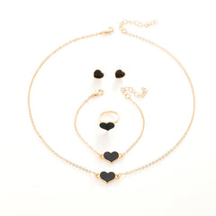 Simple Love Jewelry Women's Fashion Necklace Suit Heart Jewelry Set Gift For Her Fashion Party Jewelry