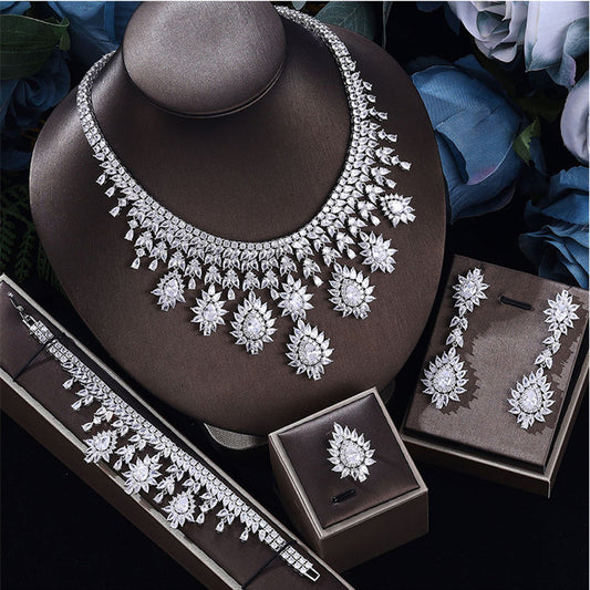 Women's Fashion Vintage Wedding Necklace Earrings Jewelry Set - FASHIONKULTUR