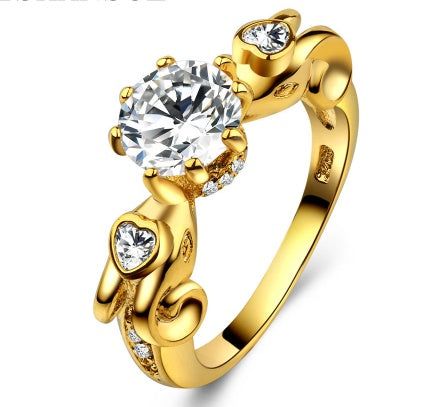 Gold-plated love curve ring female fashion zircon jewelry - FASHIONKULTUR