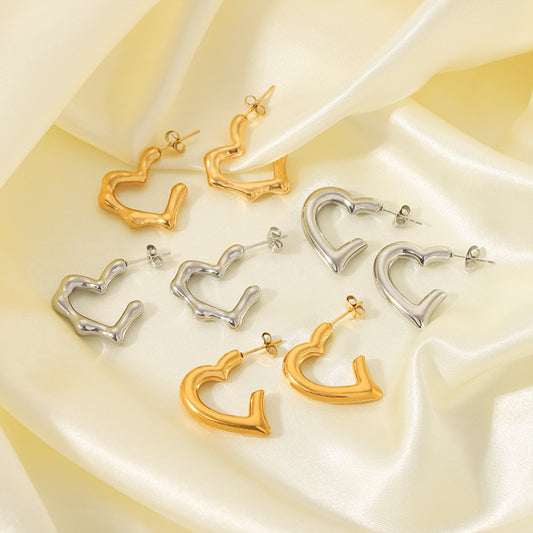 Stainless Steel Heart-shaped Earrings Titanium Steel Earrings