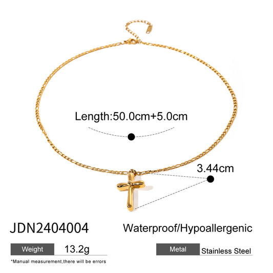 18K Gold Stainless Steel Cross Shelf Necklace Niche High-grade Simple