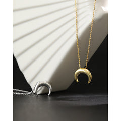 Korean Style 925 Sterling Silver Necklace INS Simple All-match Moon Necklace - FASHIONKULTUR