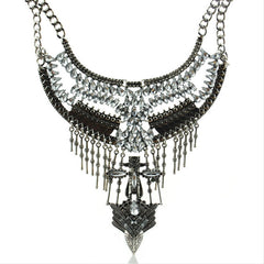 Exaggerated Owl Alloy Diamond Black Clavicle Necklace - FASHIONKULTUR