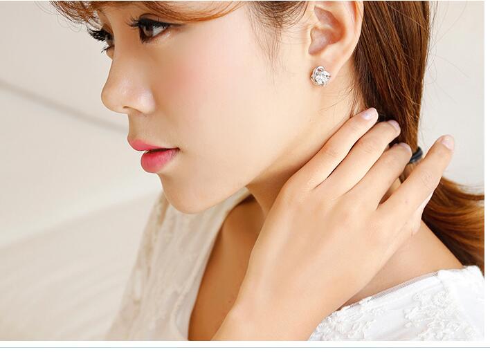 S925 Sterling Silver Stud Earrings with Diamond Stud Earrings - FASHIONKULTUR