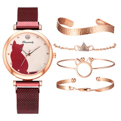 Women's cat watch bracelet set