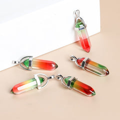 Multicolor Glass Hexagonal Column Pendant