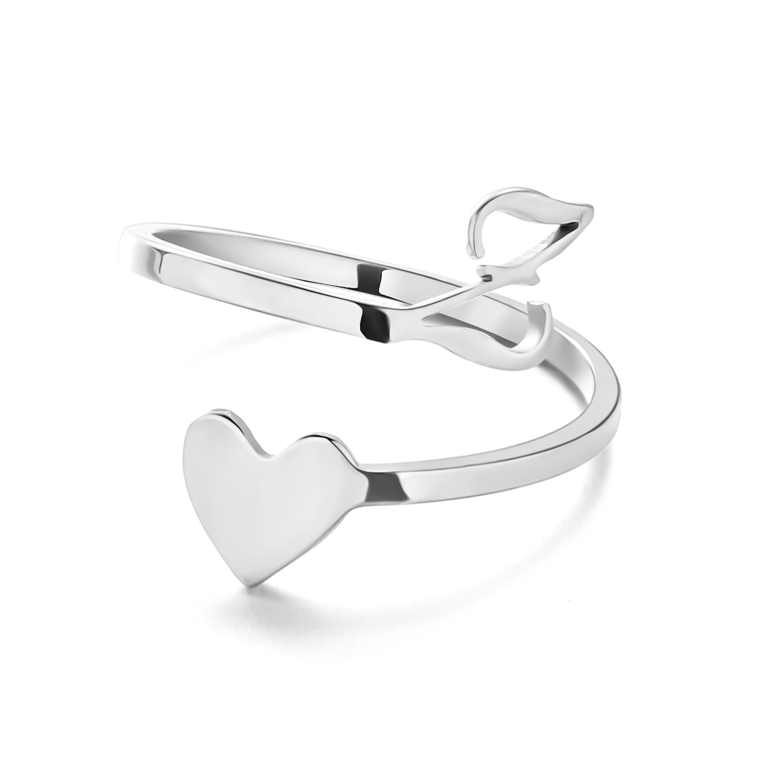 Simple Letter Three-dimensional Loving Heart With Opening Adjustable Ring - FASHIONKULTUR