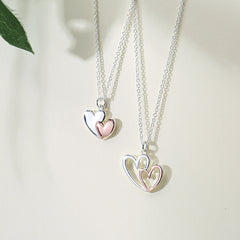 Mother Daughter Friendship Set Love Pendant Two Tone Necklace