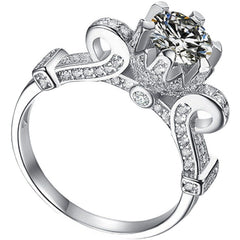 High Quality Inlaid Carat Exaggerated Round Diamond Platinum Plated Diamond Ring - FASHIONKULTUR