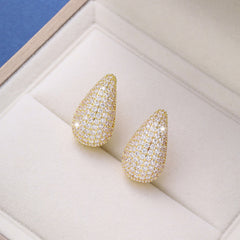 Micro-inlaid Diamond Super Flash Water Drop Ear Studs Light Luxury High-end Sense - FASHIONKULTUR