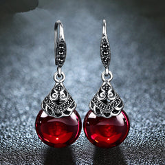 Vintage Round Garnet Earrings - FASHIONKULTUR