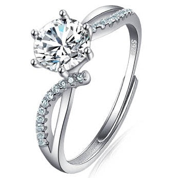 Platinum Diamond Ring Moissanite Ring D Color 1 Carat Opening - FASHIONKULTUR