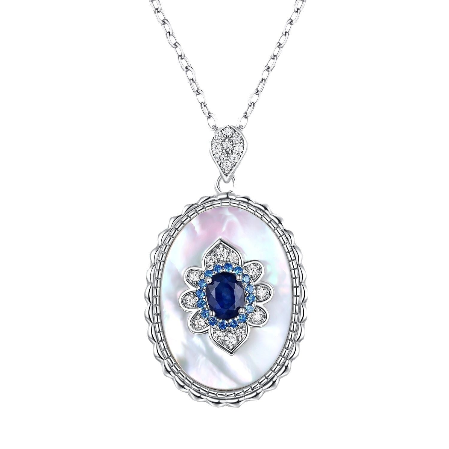 Sapphire Diamond Pendant 925 Sterling Silver Party Wedding Pendants Chain Necklace For Women Charm Jewelry - FASHIONKULTUR