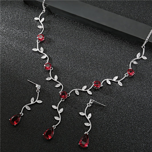 High Quality Zircon Necklace Full Diamond Jewelry Set