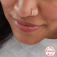 Sterling Silver Diamond Body Piercing Jewelry Nose Ring - FASHIONKULTUR