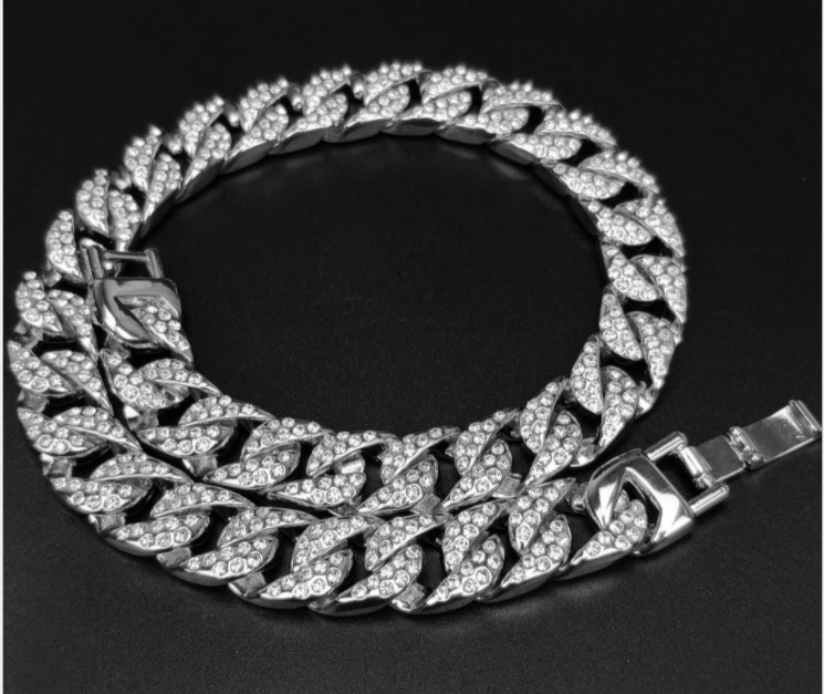 Full Diamond Cuban Chain Men's Bracelet Domineering Cool Trendy Bracelet - FASHIONKULTUR