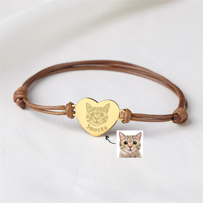 DIY Dogs And Cats Pet Memorial Braided Rope Adjustable Size Custom Bracelet - FASHIONKULTUR