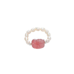 Crystal Ring Women's New Strawberry Crystal Grey Moonlight