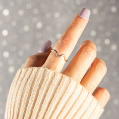 Women's Fashion S925 Silver Simple Wave Ring