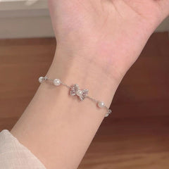 Bow Pearl Bracelet Sweet Light Luxury Ins Style