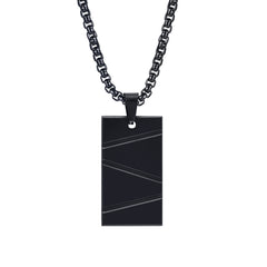 Titanium Steel Geometric Stainless Steel Pendant Necklace Rectangular Boys Can Carve Writing Tag