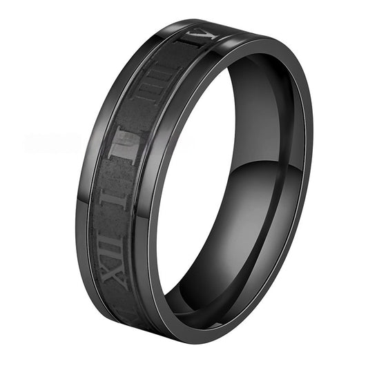 Stainless Steel Straight Edge Roman Digital Ring - FASHIONKULTUR