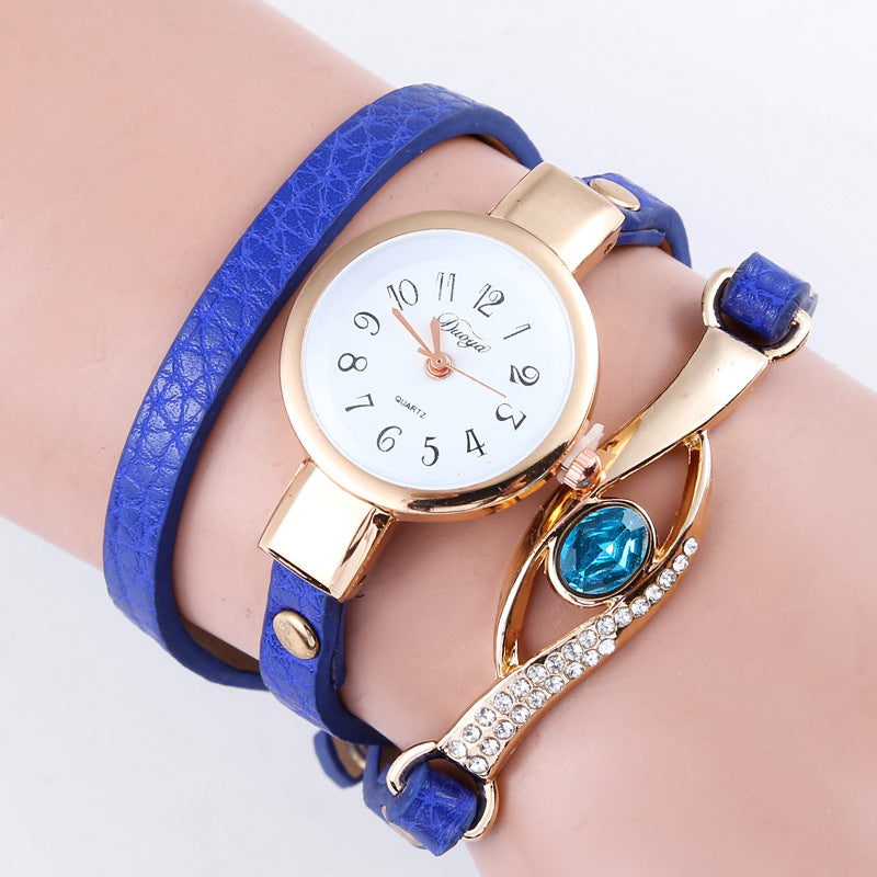 Blue crystal long bracelet watch quartz watch - FASHIONKULTUR