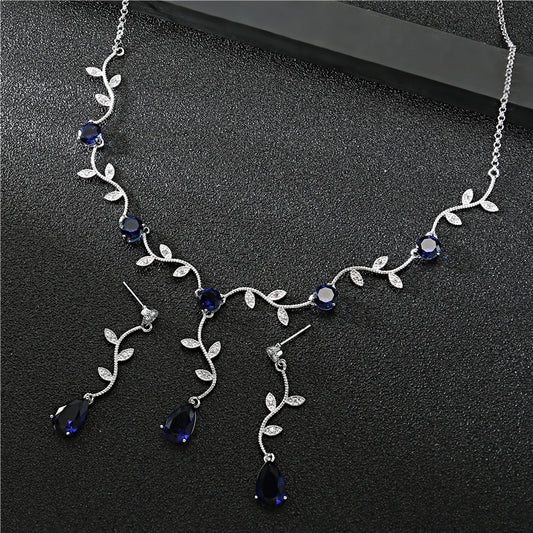 High Quality Zircon Necklace Full Diamond Jewelry Set