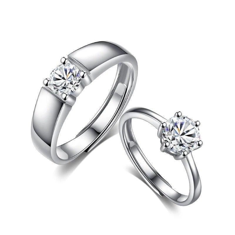 Platinum Diamond Ring Moissanite Ring D Color 1 Carat Opening - FASHIONKULTUR