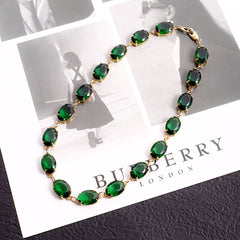 French Style High-grade Green Gem Necklace Luxury And Expensive