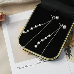 Freshwater Pearl Tassel Long Earrings Real 925 Sterling Silver Jewelry - FASHIONKULTUR