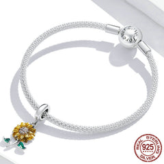 Sunflower Silver Bracelet Pendant Shine