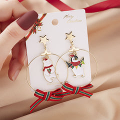 Foreign Trade Fashion Christmas Gingerbread Man Snowflake Earrings