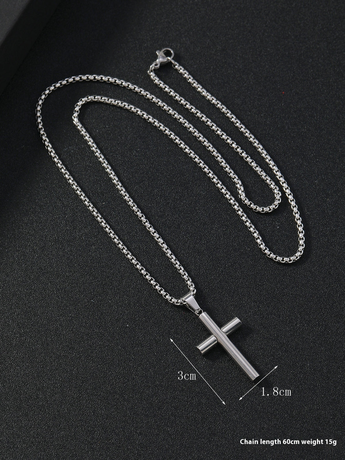 Round Large Beveled Cross Necklace Titanium Steel Men