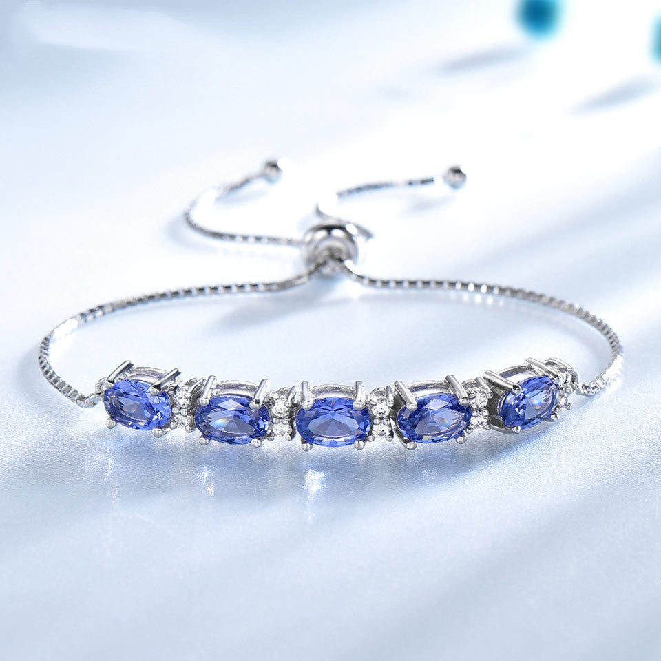 Bracelets For Women Gemstone Blue Topaz Adjustable Chain Link Bracelet Christmas Jewelry - FASHIONKULTUR