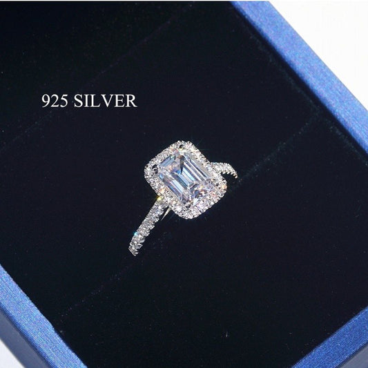 New 3.5 Carat Emulation Diamond Rectangle Princess Ring - FASHIONKULTUR