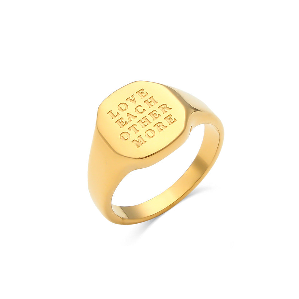 18K Gold Plated Jewelry With English Letter Ring - FASHIONKULTUR