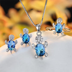 Fashion Oval Zircon Pendant Turtle Shape Necklaces With Rainbow Stone Multicolor Animal Necklace Jewelry For Woman And Children