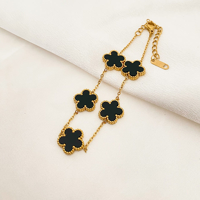 Five-leaf Flower Pendant Necklace Earring Bracelet Suit - FASHIONKULTUR