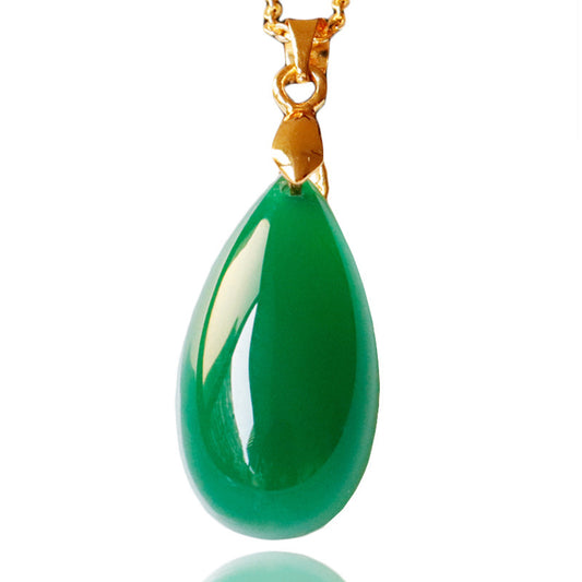 Green Chalcedony Pendant Agate Water Drop - FASHIONKULTUR