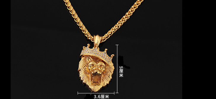 Europe and the United States selling diamond crown lion hip-hop luminous necklaces men Unisex gold-plated hiphop luminous Pendant - FASHIONKULTUR