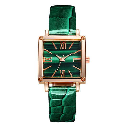 Square Belt Watch Gem Bracelet Suit - FASHIONKULTUR