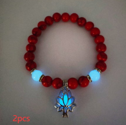 Energy Luminous Lotus Natural Stone Bracelet Yoga Healing Luminous Glow In The Dark Charm Beads Bracelet For Men Women Prayer Buddhism - FASHIONKULTUR