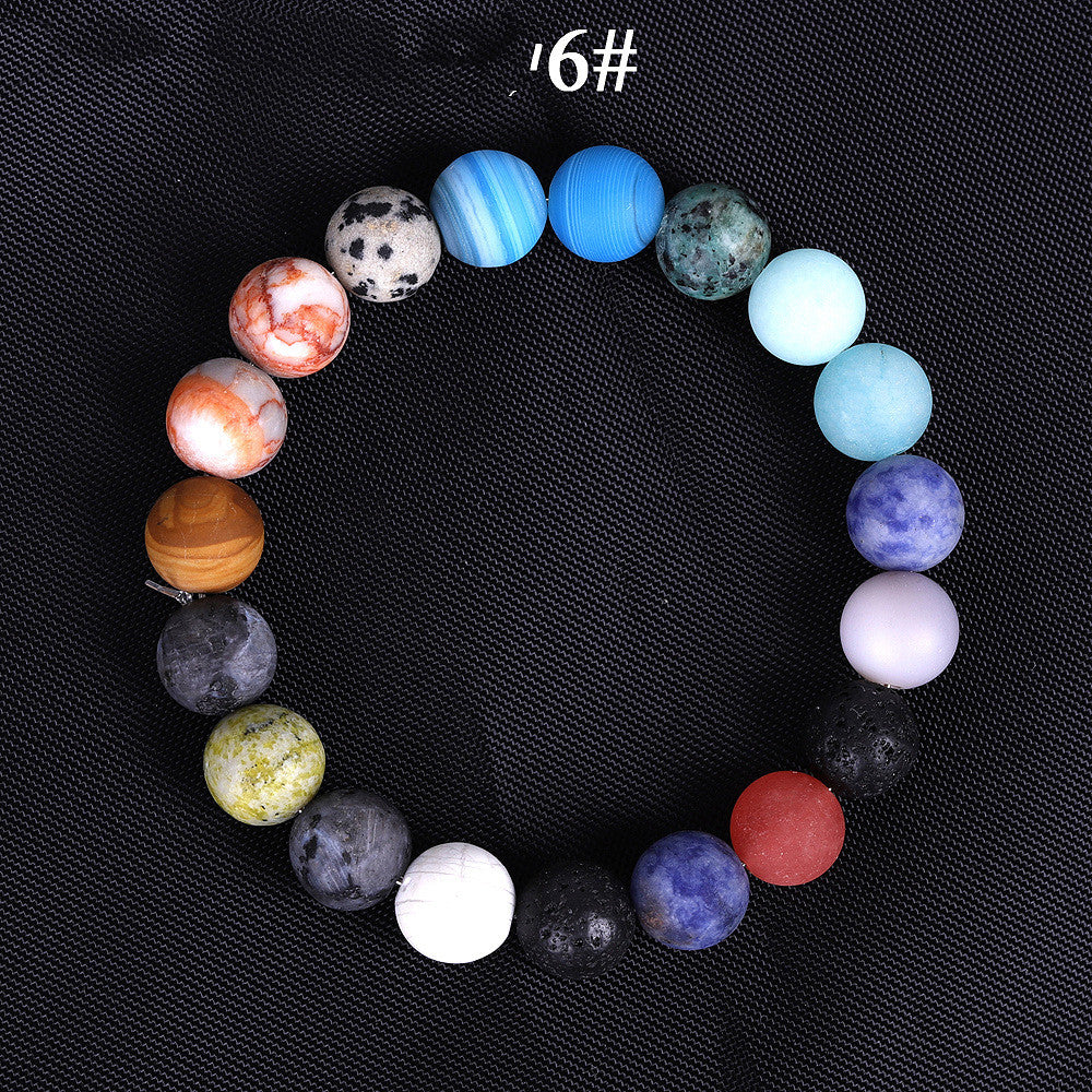 Solar System Eight Stone Planet Bracelet Planets Natural Stone Mala Bead Strand Bracelet For Men Women Handmade Universe Solar Chakra Bracelet Jewelry - FASHIONKULTUR