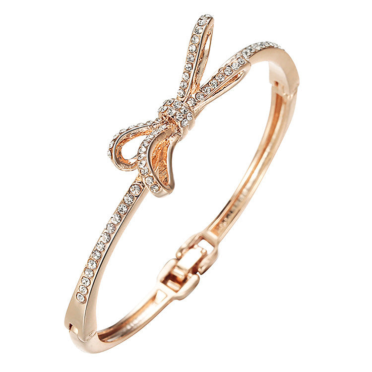 Women's Bracelets, Diamonds, Bows, Rose Gold Alloy Bracelets - FASHIONKULTUR