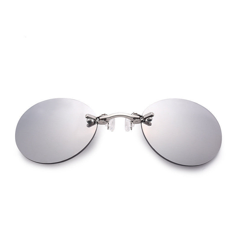 Frameless Clip-nose Round Clip-on Glasses Retro Mini Clip-nose Sunglasses - FASHIONKULTUR