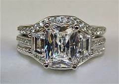 Vintage 10K White Gold 3ct Lab Diamond Ring - FASHIONKULTUR